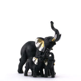 KT1015 BLACK ELEPHANT FAMILY FIGURINE