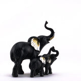 KT1015 BLACK ELEPHANT FAMILY FIGURINE