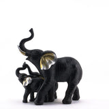 KT1015 BLACK ELEPHANT FAMILY FIGURINE