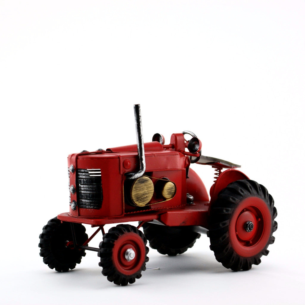 Red Tractor Collectible Miniature, Vintage Metal Tractor