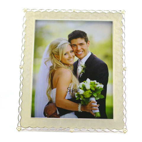 KC9938  WHITE  FRAME WITH HEARTS PEARL