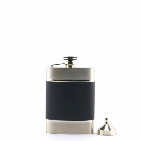 M252S STAINLESS STEEL FLASK & BLACK LEATHER