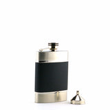 M252S STAINLESS STEEL FLASK & BLACK LEATHER