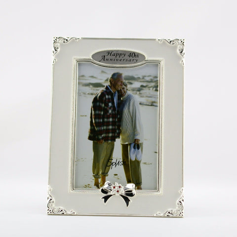 KC53046W  SILVER & PURE WHITE 40th PHOTO FRAME