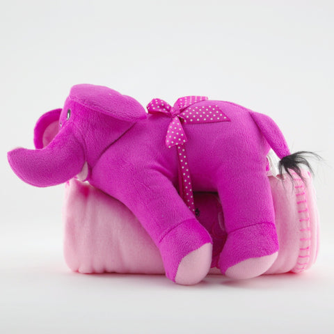 TEX120P  PINK FABRIC ELEPHANT & BLANKET