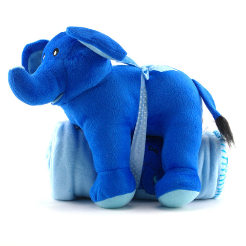 TEX120B  BLUE FABRIC ELEPHANT & BLANKET