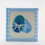 KD2471BU  BLUE ALBUM WITH " BABY SHOES & LACE RIBBON "