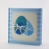 KD2471BU  BLUE ALBUM WITH " BABY SHOES & LACE RIBBON "