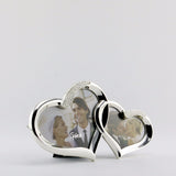 KC6565D  SHINY SILVER DOUBLE HEARTS FRAME