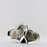 KC6565D  SHINY SILVER DOUBLE HEARTS FRAME